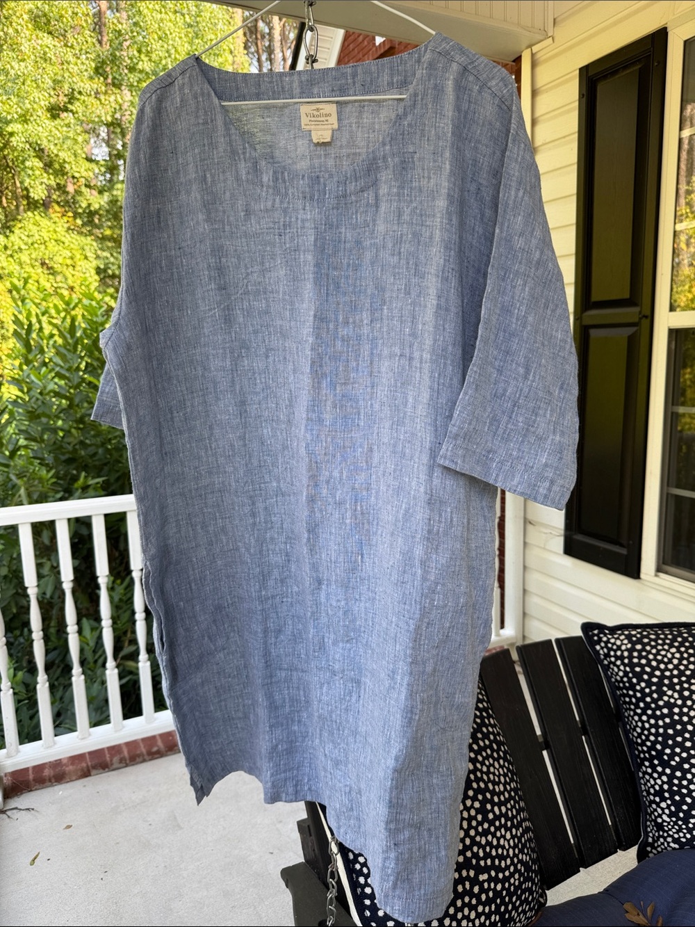 Violino Piscataway, NJ 100% European Washed Linen Chambray Blue Tunic/Dress